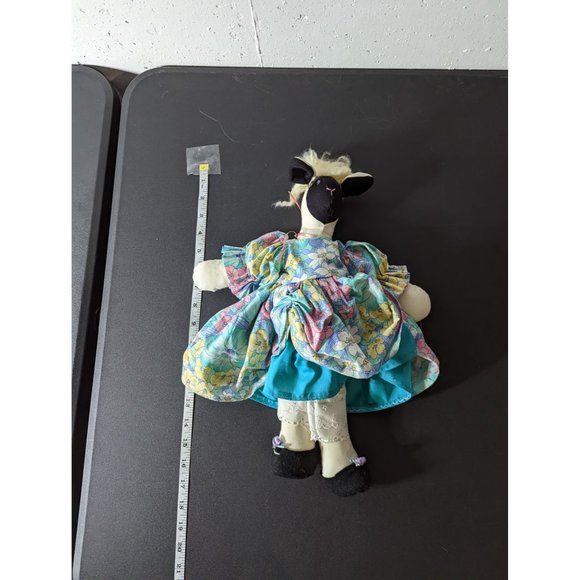 Cow Cloth Doll Floral Dress Stuffed Plush Country Farmhouse Style Decor - Picture 8 of 8